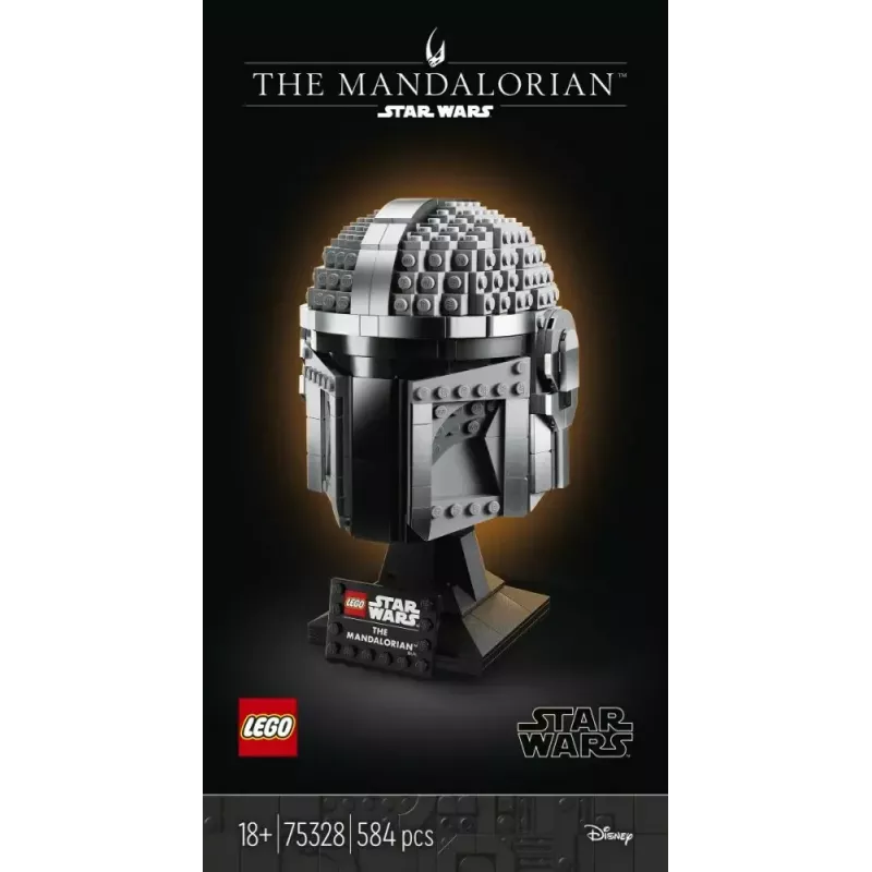 Juguete de construcción LEGO Casco Mandaloriano 75328 — modelo de exposición Star Wars, pieza de coleccionista para construir, 584 piezas, edad 18+