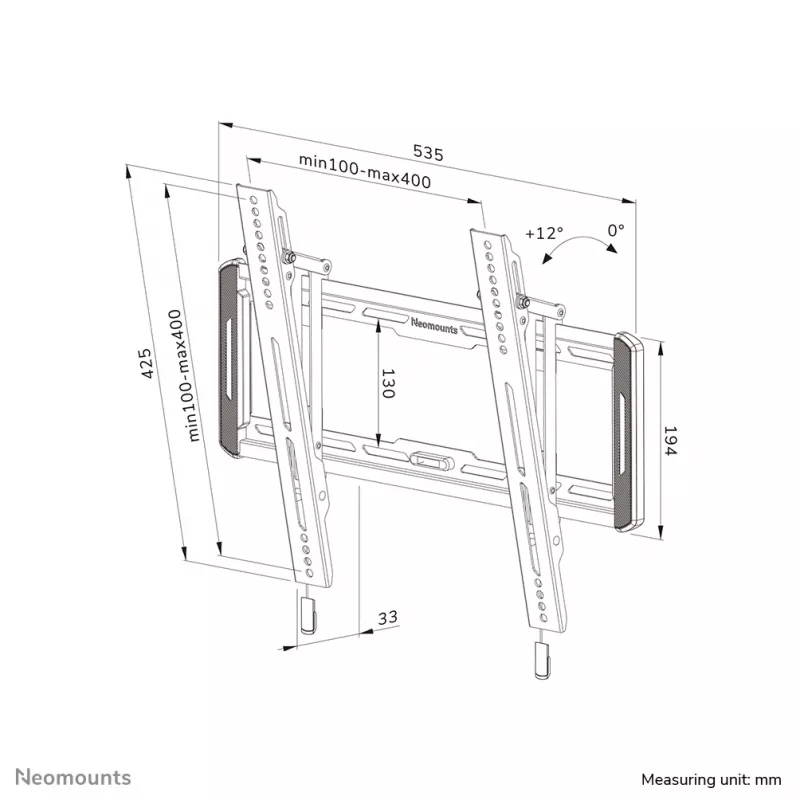Soporte de pared para TV Neomounts WL35-550BL14 40-75 pulgadas - inclinable - instalación sencilla
