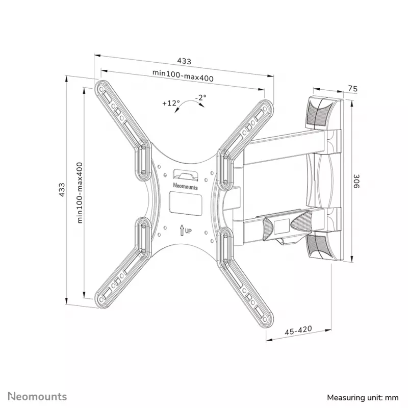Soporte de pared para TV Neomounts WL40-550BL14 40-55 pulgadas - totalmente móvil - montaje sencillo