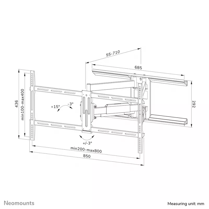 Soporte de pared para TV Neomounts WL40-550BL18 43-75 pulgadas - totalmente móvil - montaje sencillo