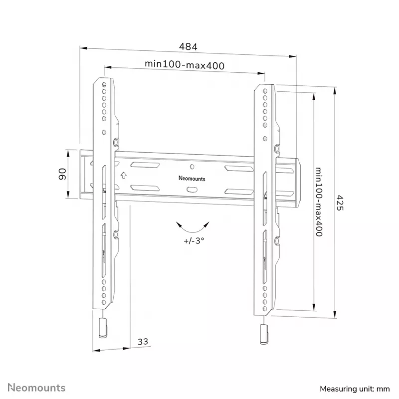 Soporte de pared para TV Neomounts WL30S-850BL14 40-75 pulgadas - fijo - con bloqueo - instalación rápida