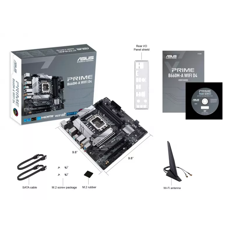Placa base ASUS PRIME B660M-A WIFI D4 — Intel B660, LGA 1700, micro ATX, DDR4, 4 DIMM, Wi‑Fi 6, 2x M.2