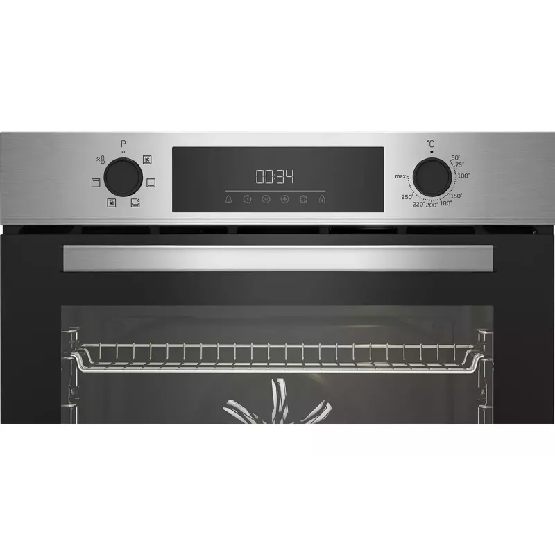 Horno eléctrico empotrable BEKO BBIE123001XD, 72 L, acero inoxidable, control táctil, limpieza por vapor, grill, guía telescópica