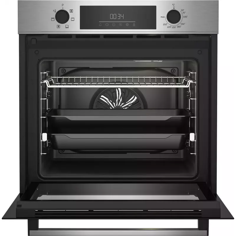Horno eléctrico empotrable BEKO BBIE123001XD, 72 L, acero inoxidable, control táctil, limpieza por vapor, grill, guía telescópica