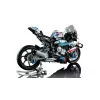 Modelo de moto LEGO Technic BMW M1000RR 42130 con motor detallado y suspensión funcional