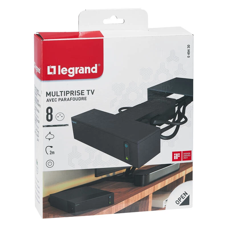 Regleta de alimentación Legrand 049430 2 m 8 tomas de corriente para interior Negro
