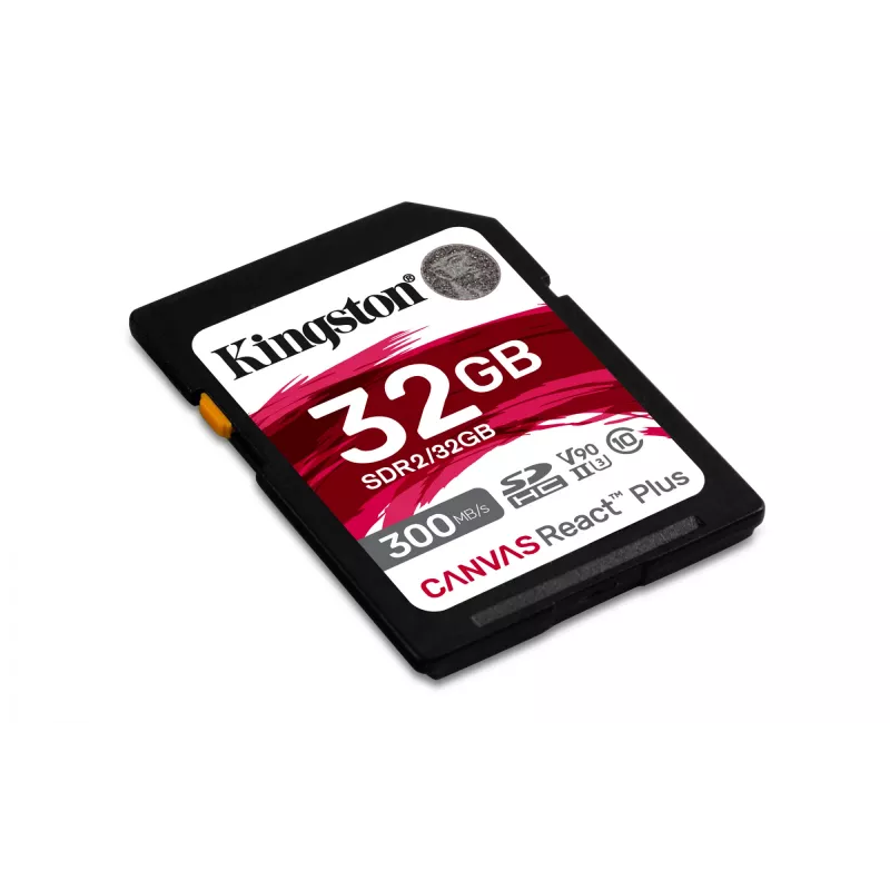 Kingston Technology 32 GB Canvas React Plus SDHC UHS-II 300R/260W U3 V90 para Full HD/4K/8K