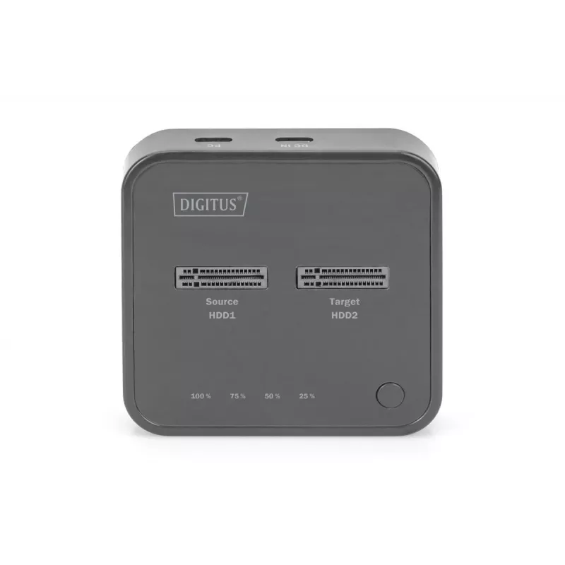 Estación de acoplamiento Digitus para doble SSD M.2 NVMe USB-C con función de clonación sin conexión