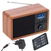 Radio portátil Adler AD 1184 con sintonizador digital DAB+/FM/AM, Bluetooth 5.0, 15W, SD/USB, despertador, negro/madera