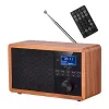 Radio portátil Adler AD 1184 con sintonizador digital DAB+/FM/AM, Bluetooth 5.0, 15W, SD/USB, despertador, negro/madera