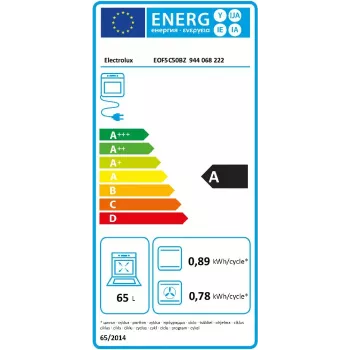 Horno eléctrico integrable Electrolux EOF5C50BZ, 65 L, limpieza catalítica, 8 programas, clase A, negro