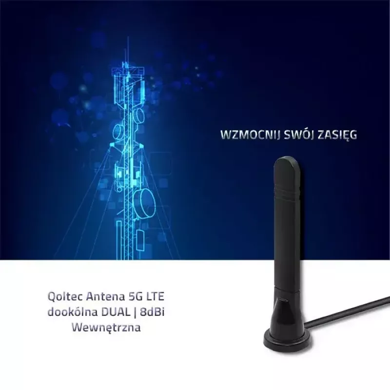 Antena omnidireccional 5G-LTE QOLTEC 57033 de doble banda 8 dBi para interiores