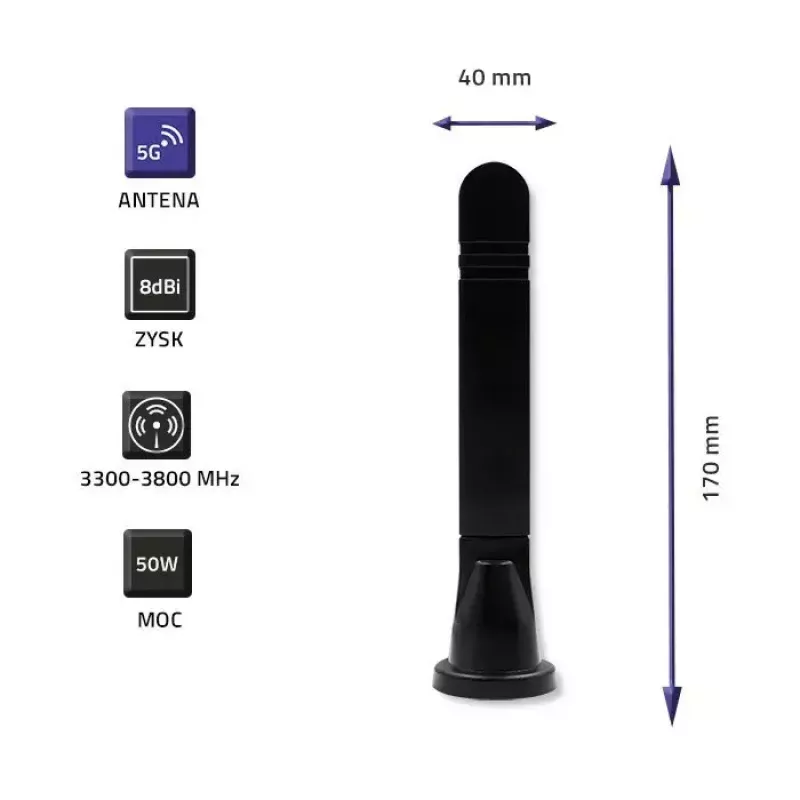 Antena omnidireccional 5G-LTE QOLTEC 57033 de doble banda 8 dBi para interiores