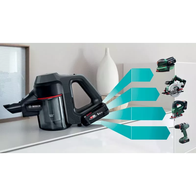 Bosch BBS712A Aspirador de batería / escoba eléctrica Aspirador de palo 2 en 1 Batería En seco Filtro higiénico Sin bolsa 0,3 L Grafito