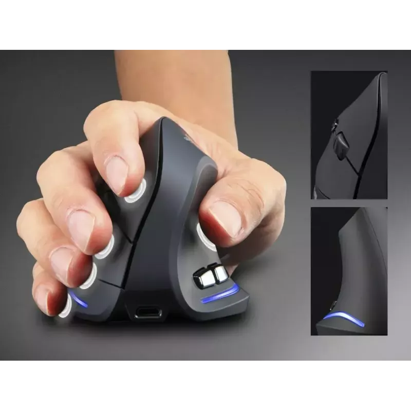 Ratón vertical inalámbrico MEDIA-TECH MT1123, negro, 2400 DPI, 5 botones, receptor RF-USB