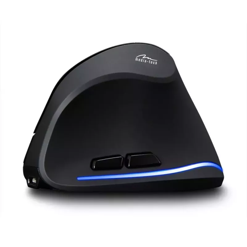 Ratón vertical inalámbrico MEDIA-TECH MT1123, negro, 2400 DPI, 5 botones, receptor RF-USB