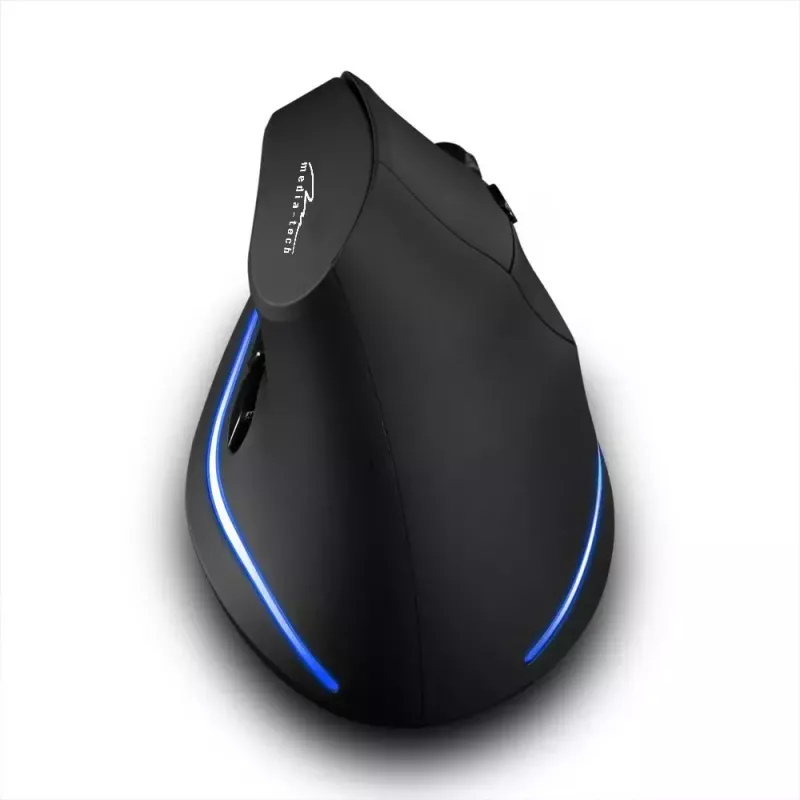 Ratón vertical inalámbrico MEDIA-TECH MT1123, negro, 2400 DPI, 5 botones, receptor RF-USB