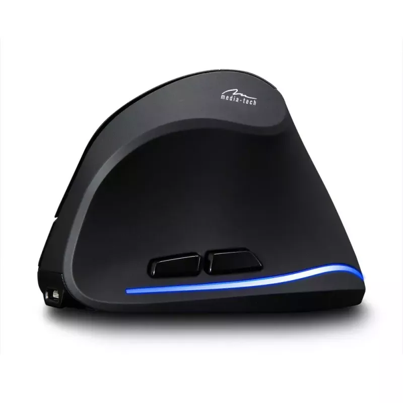 Ratón vertical inalámbrico MEDIA-TECH MT1123, negro, 2400 DPI, 5 botones, receptor RF-USB