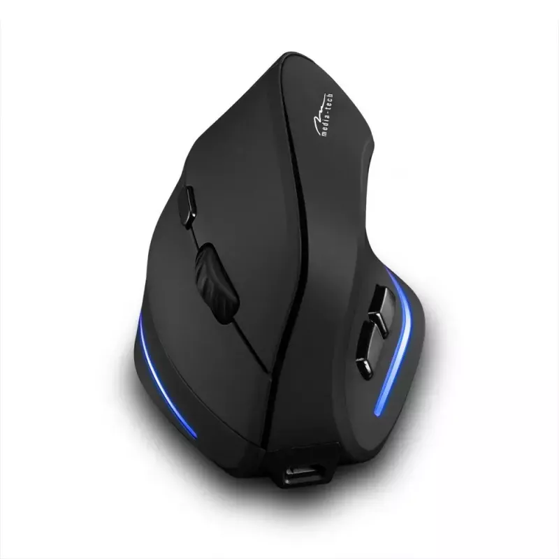 Ratón vertical inalámbrico MEDIA-TECH MT1123, negro, 2400 DPI, 5 botones, receptor RF-USB