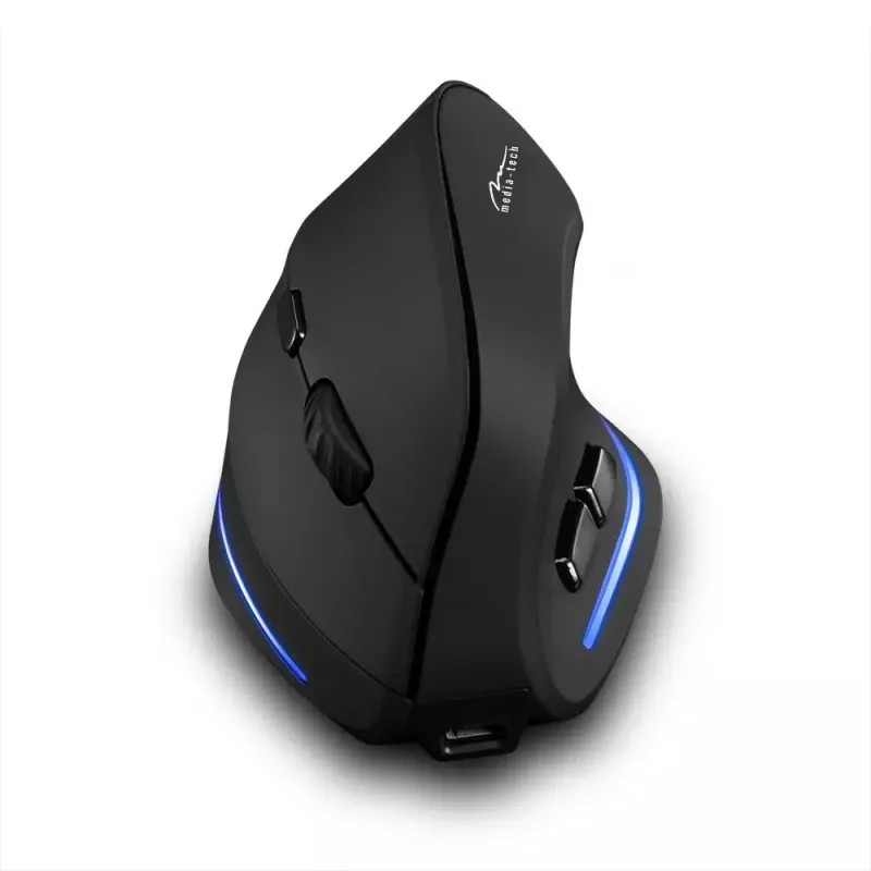 Ratón vertical inalámbrico MEDIA-TECH MT1123, negro, 2400 DPI, 5 botones, receptor RF-USB