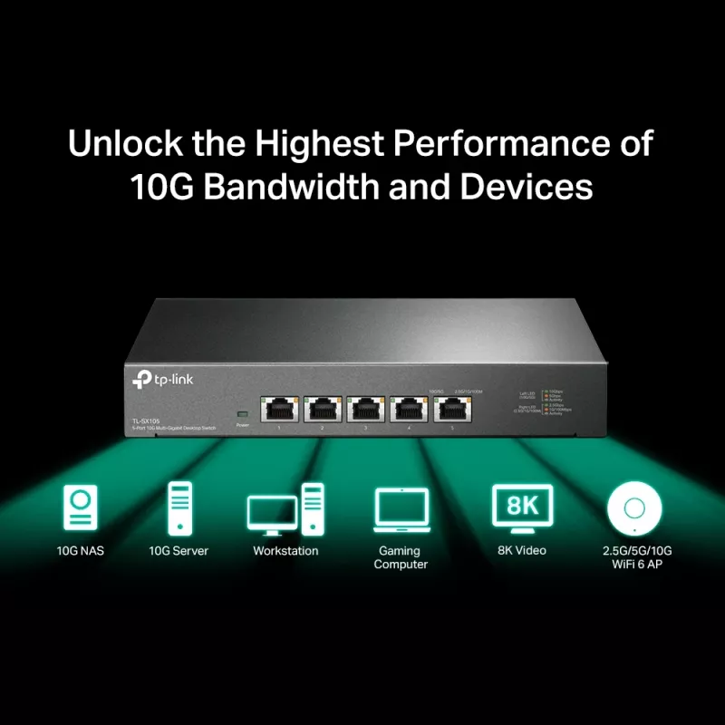 Switch no gestionado TP-Link TL-SX105 5 puertos 10G sobremesa