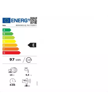 Lavavajillas totalmente integrable Beko BDIN38521Q, 15 cubiertos, 44 dB