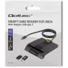 Qoltec 50634 SCR-0634 lector inteligente de tarjetas ID con chip, USB 2.0 + adaptador USB-C, negro