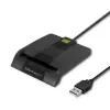 Qoltec 50634 SCR-0634 lector inteligente de tarjetas ID con chip, USB 2.0 + adaptador USB-C, negro