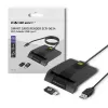 Qoltec 50634 SCR-0634 lector inteligente de tarjetas ID con chip, USB 2.0 + adaptador USB-C, negro