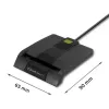Qoltec 50634 SCR-0634 lector inteligente de tarjetas ID con chip, USB 2.0 + adaptador USB-C, negro