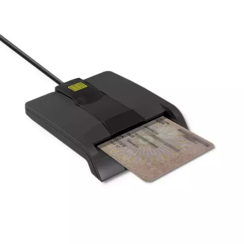 Qoltec 50634 SCR-0634 lector inteligente de tarjetas ID con chip, USB 2.0 + adaptador USB-C, negro