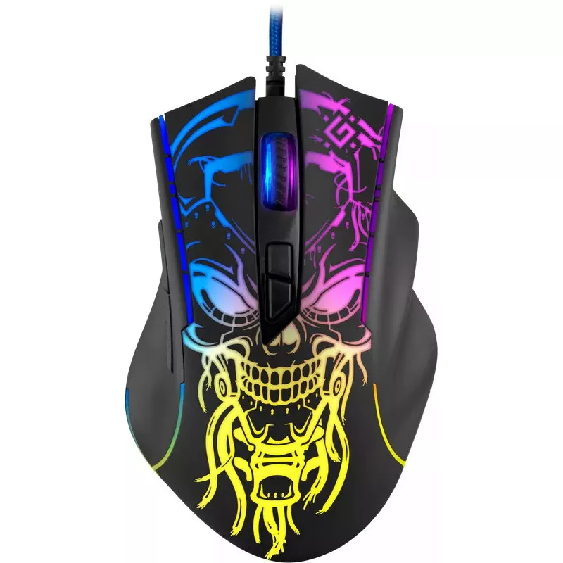 Ratón gaming DEFENDER BULLETSTORM GM-928 — óptico, 7200 DPI, ambidiestro, 6–7 botones, USB Type-A, negro