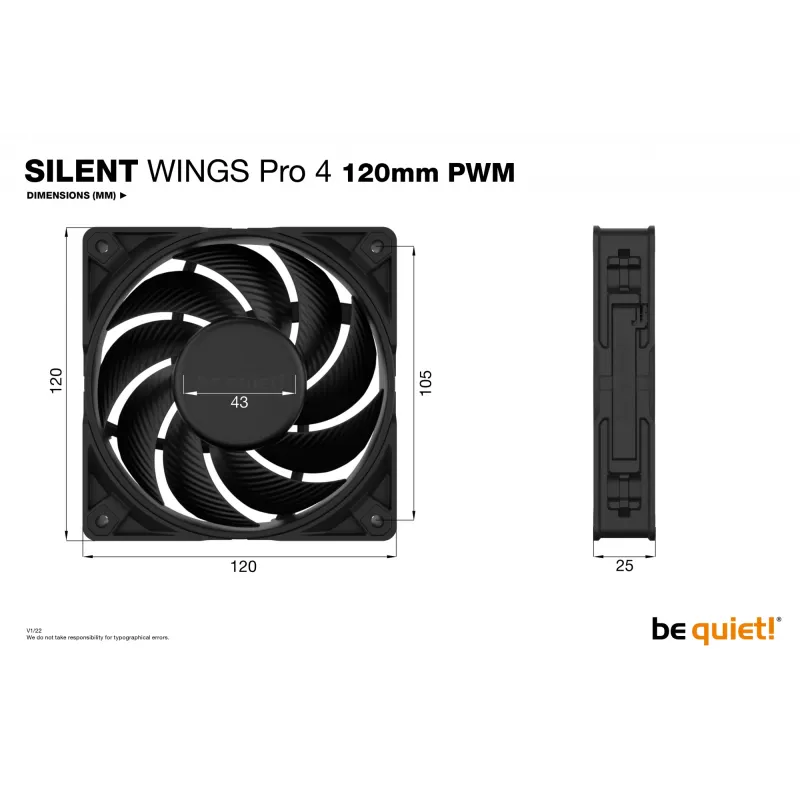 be quiet! SILENT WINGS PRO 4 | Ventilador de caja PWM 120mm 12 cm Negro 1 unidad