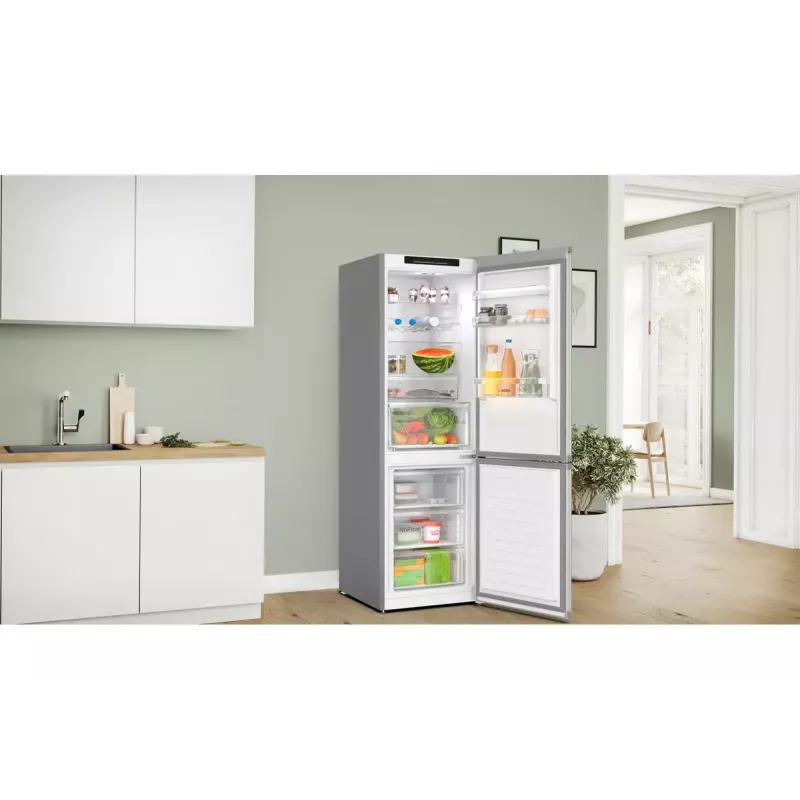 Frigorífico-congelador Bosch Serie 4 KGN362IDF, independiente, 321 L total (218 L frigorífico / 103 L congelador), acero inoxidable, congelador abajo