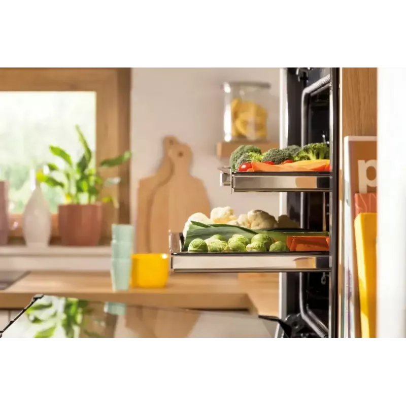 Horno empotrable Gorenje BOS6737E06FBG — 77 L multifunción, EcoClean, vapor, aire caliente, control mecánico, 59,5×59,5 cm, negro