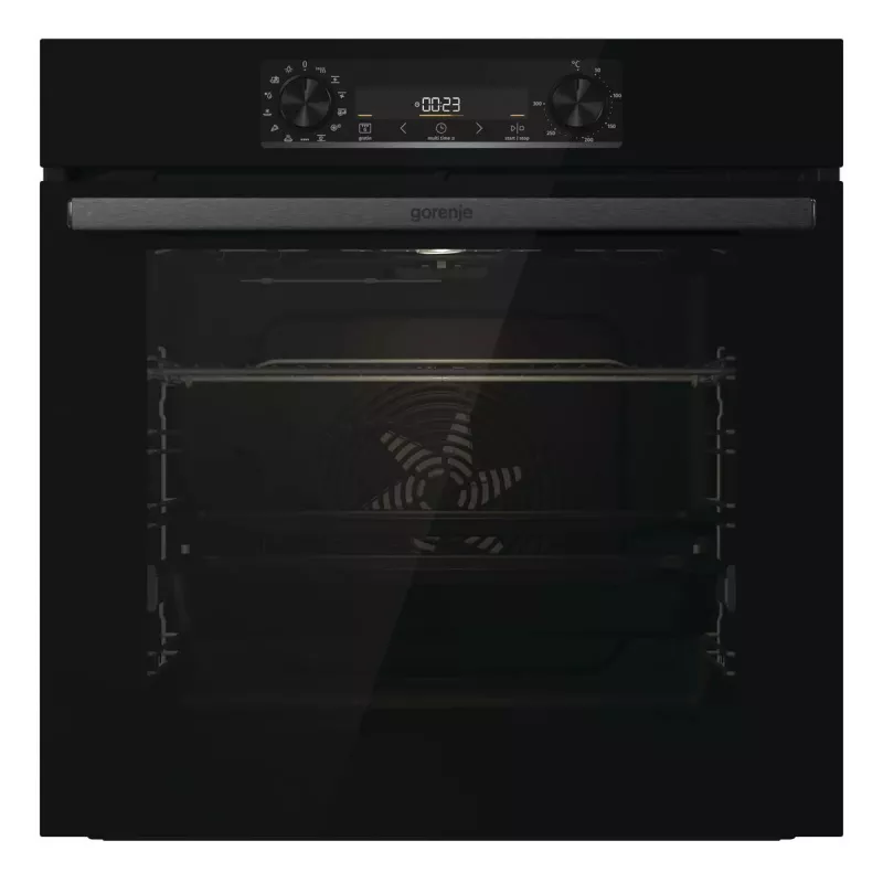 Horno empotrable Gorenje BOS6737E06FBG — 77 L multifunción, EcoClean, vapor, aire caliente, control mecánico, 59,5×59,5 cm, negro