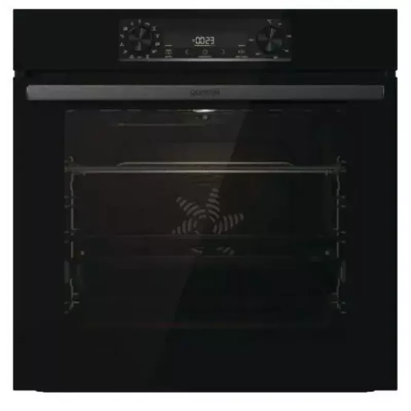 Horno empotrable Gorenje BOS6737E06FBG — 77 L multifunción, EcoClean, vapor, aire caliente, control mecánico, 59,5×59,5 cm, negro