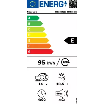 Lavavajillas integrable Electrolux EES848200L — 14 cubiertos, 46 dB, AirDry, 8 programas, totalmente integrado 60 cm
