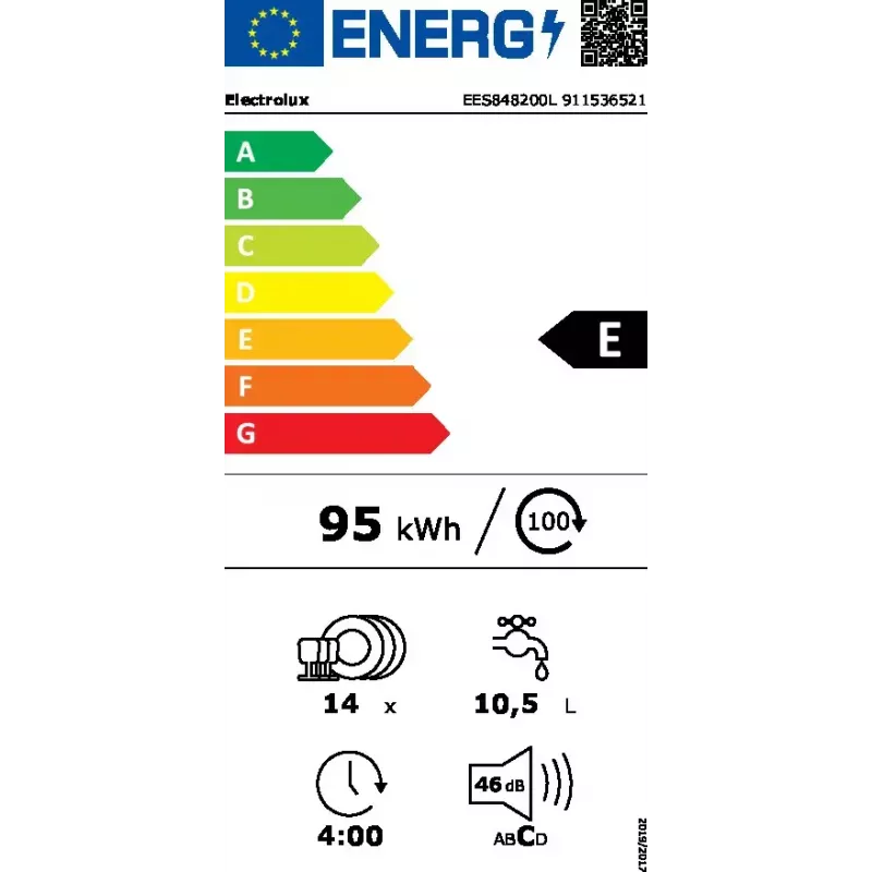 Lavavajillas integrable Electrolux EES848200L — 14 cubiertos, 46 dB, AirDry, 8 programas, totalmente integrado 60 cm