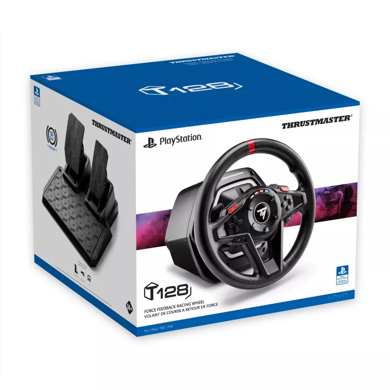 Thrustmaster T128 negro USB volante + pedales analógico PC, PlayStation 4, PlayStation 5