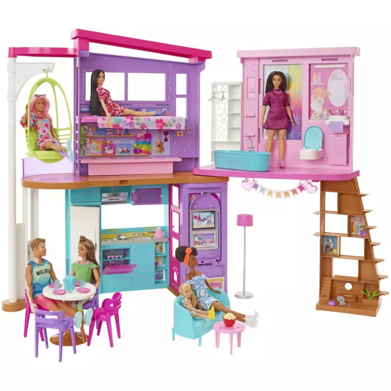 Casa de vacaciones Barbie set de juego con más de 30 piezas, juguete para niños a partir de 3 años
