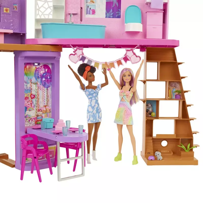 Casa de vacaciones Barbie set de juego con más de 30 piezas, juguete para niños a partir de 3 años