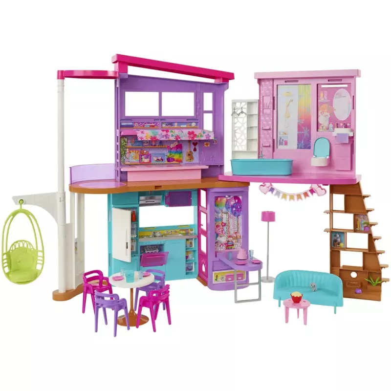 Casa de vacaciones Barbie set de juego con más de 30 piezas, juguete para niños a partir de 3 años