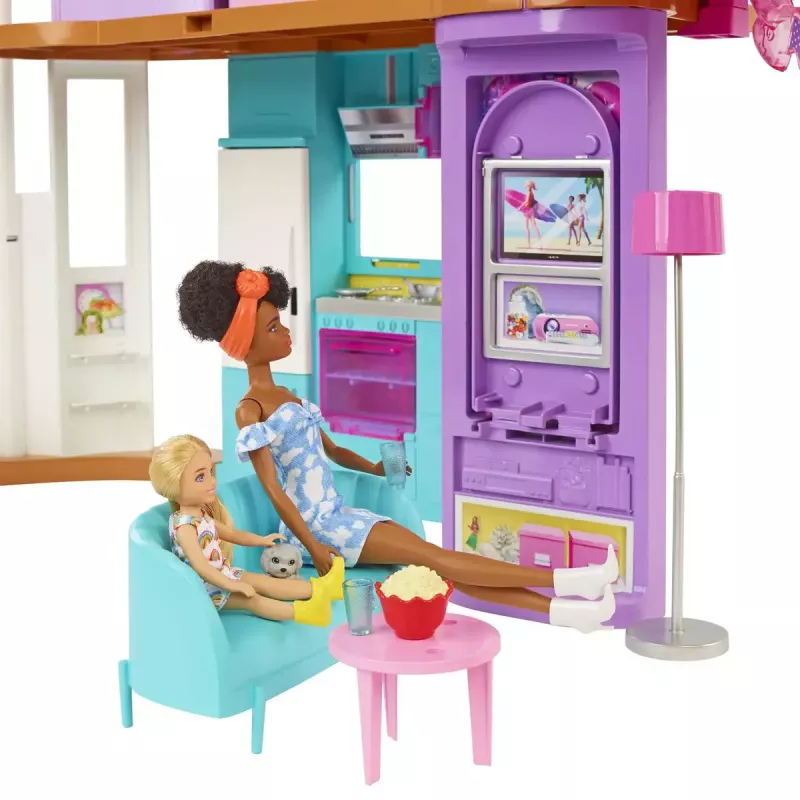 Casa de vacaciones Barbie set de juego con más de 30 piezas, juguete para niños a partir de 3 años