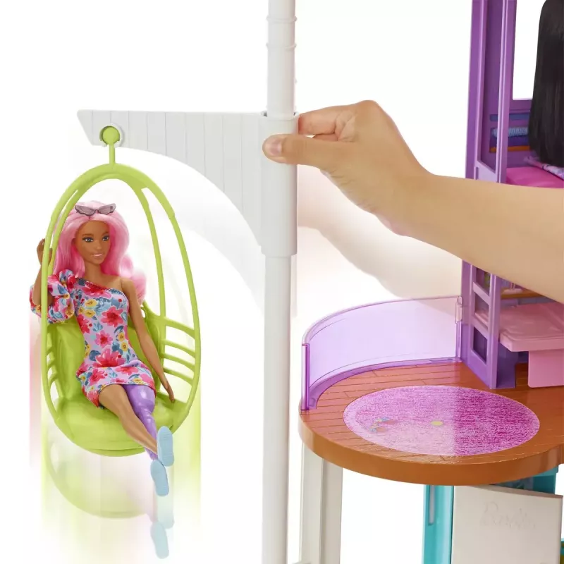 Casa de vacaciones Barbie set de juego con más de 30 piezas, juguete para niños a partir de 3 años