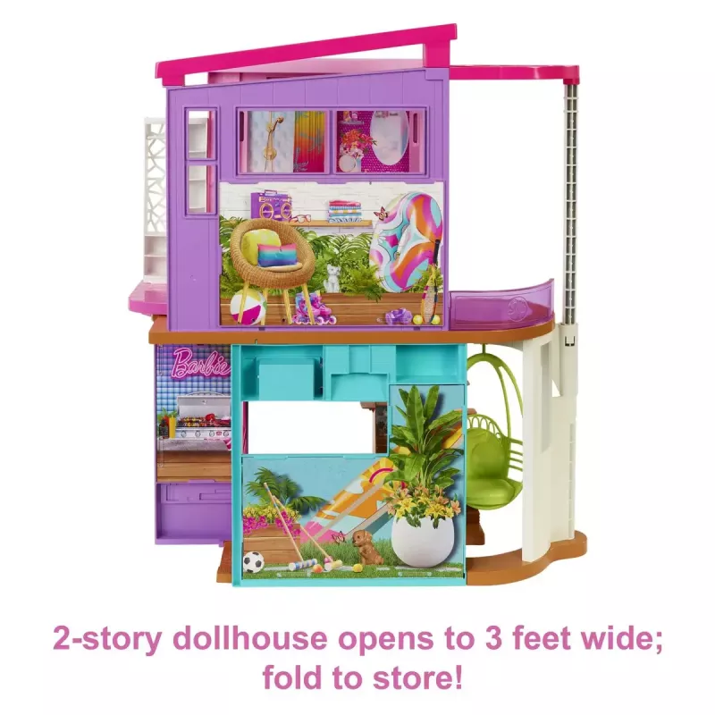 Casa de vacaciones Barbie set de juego con más de 30 piezas, juguete para niños a partir de 3 años