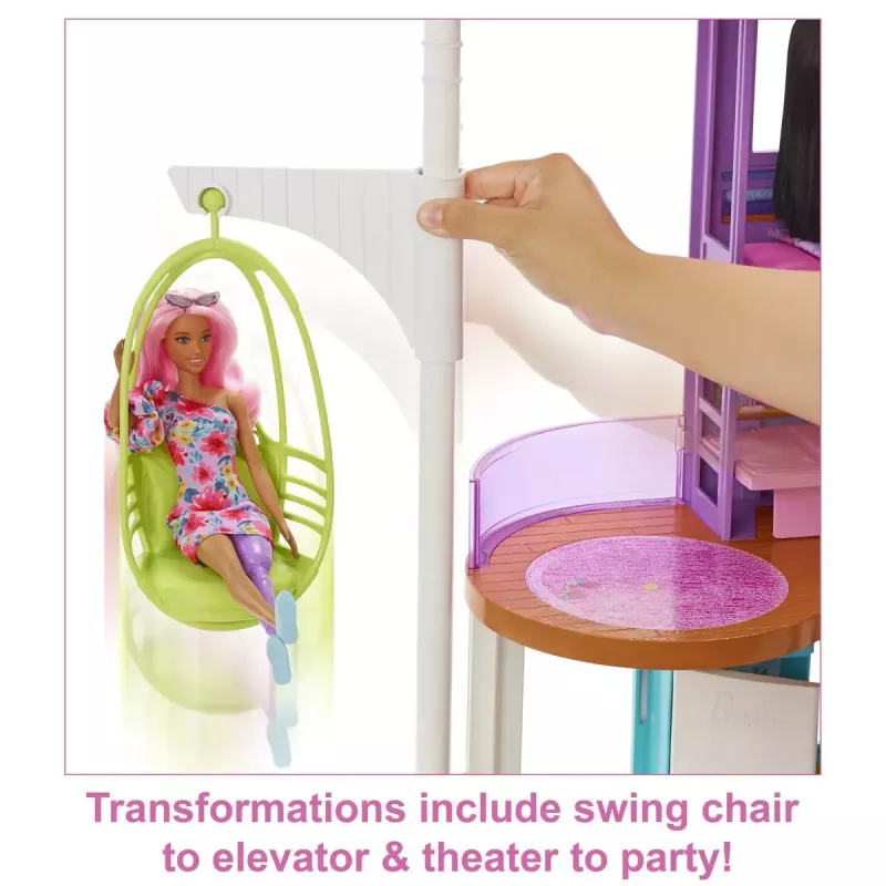 Casa de vacaciones Barbie set de juego con más de 30 piezas, juguete para niños a partir de 3 años