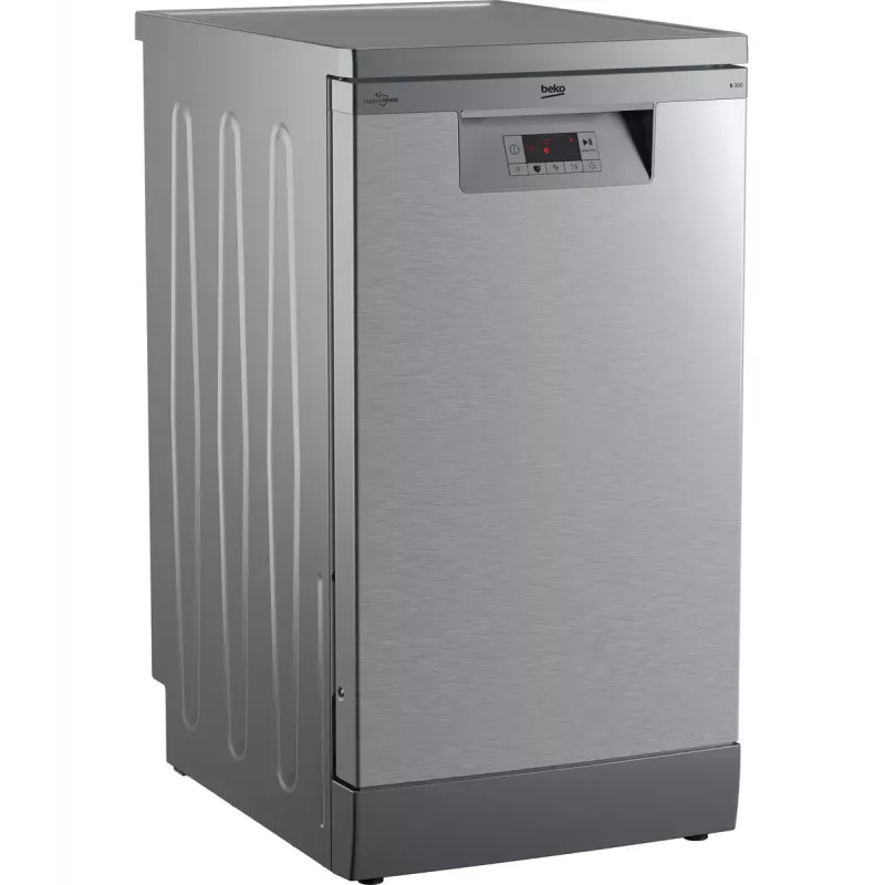 Lavavajillas slim Beko BDFS15020X, 10 cubiertos, 45 cm, 47 dB, 5 programas, motor inverter