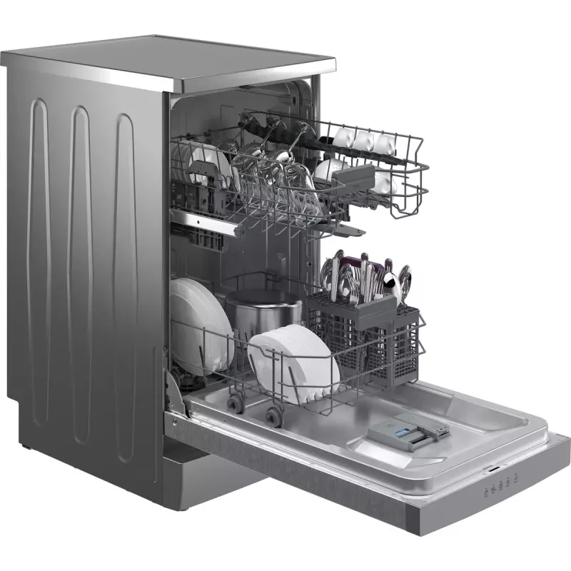 Lavavajillas slim Beko BDFS15020X, 10 cubiertos, 45 cm, 47 dB, 5 programas, motor inverter