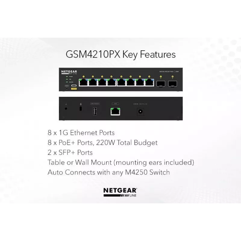 Switch gestionado NETGEAR GSM4210PD-100EUS 8x1G PoE+ 110W 1xSFP